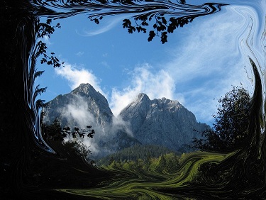nostalgischer Blick auf die Berge